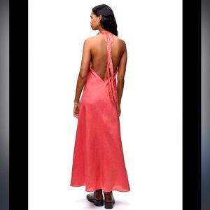 Zara limited edition back open fringed linen dress